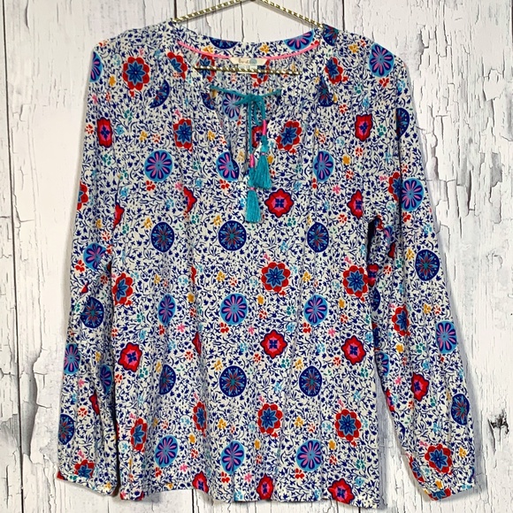 Boden Tops - Boden Multicolor Bright Floral Peasant Top Sz 4